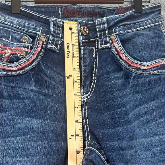 Rock In LA Women’s Blue Denim Jeans with Embroidered Pockets 30/32 - Picture 11 of 16
